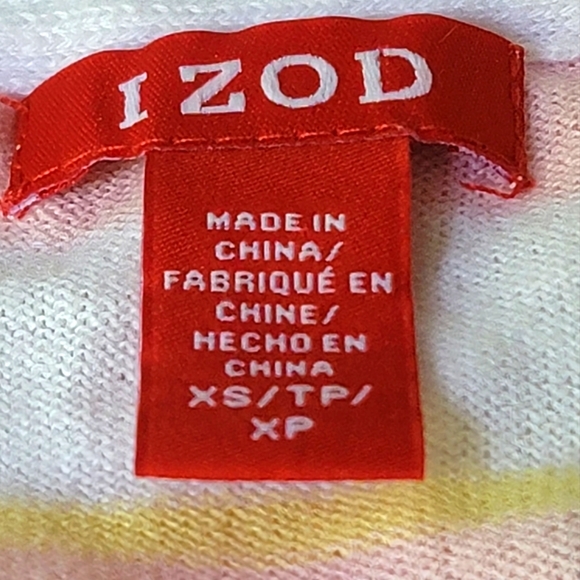 IZOD Petite V-Neck Long Sleeve Multicolor Striped Sweater Size XS - Picture 10 of 11